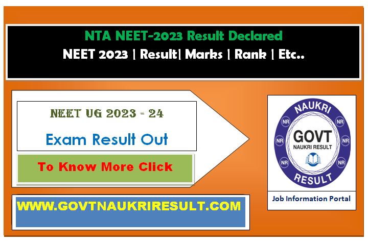 NTA Declared NEET UG 2023 Exam Result