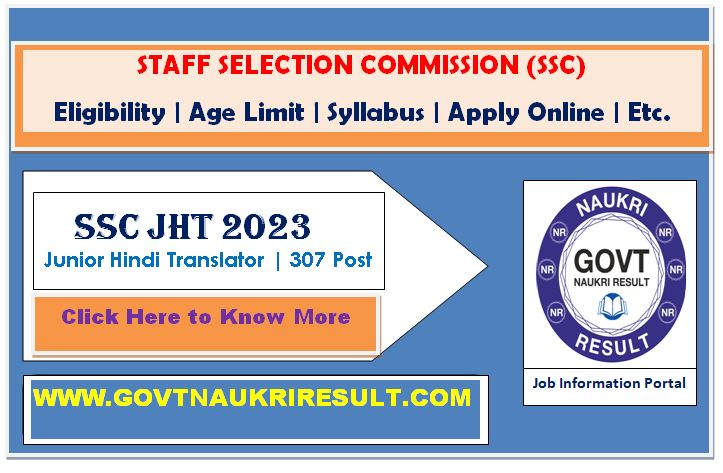  SSC Junior Hindi Translator JHT 2023 Marks  