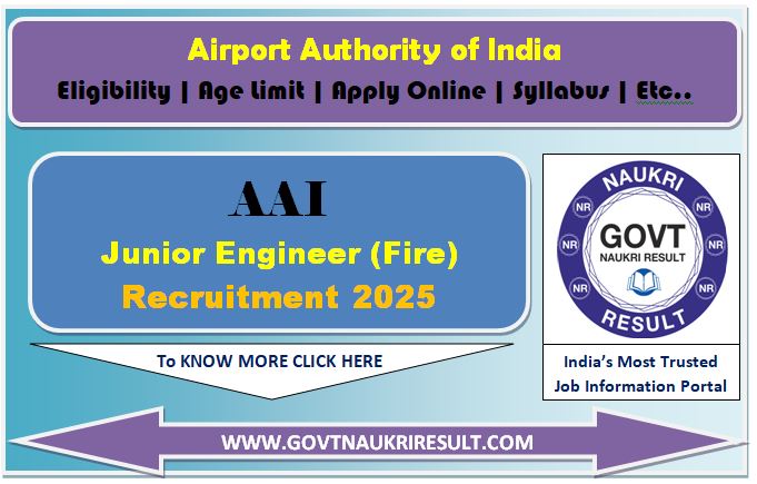  AAI Junior Assistant Fire Service Online Form 2025 