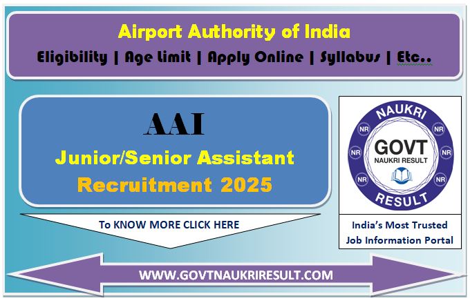  AAI Junior Assistant, Senior Assistant Online Form 2025  