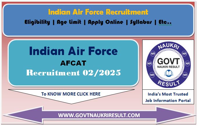  Indian Air Force AFCAT 02/2025 Online Form 