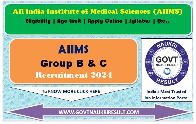  AIIMS Group B, C Various Post Online Form 2025 