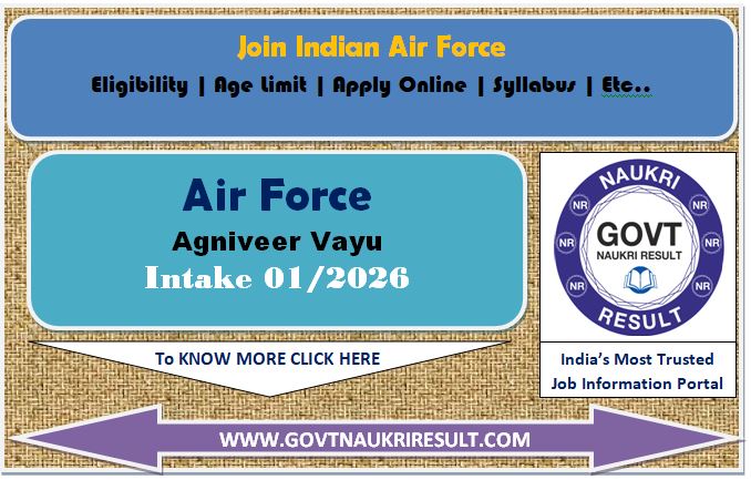  Airforce Agniveer Intake 01/2026 Online Form 