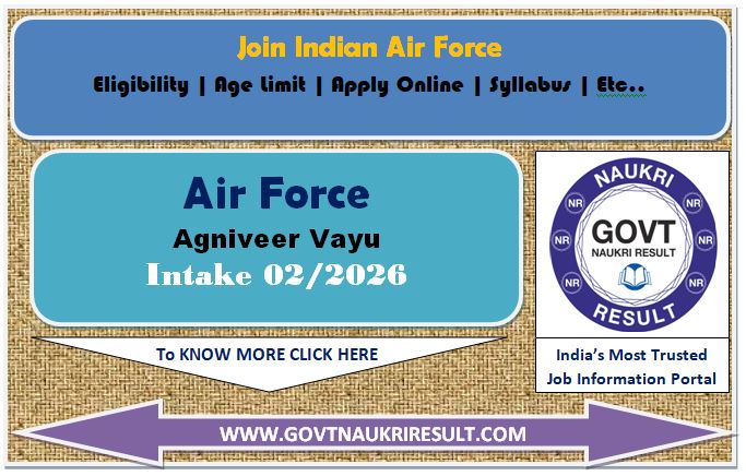  Indian Airforce Agniveervayu Intake 02/2026 Online Form 