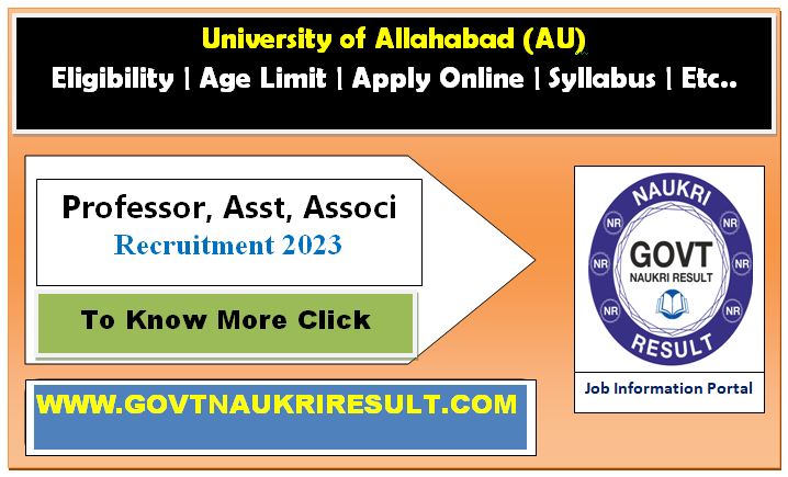  Allahabad University Assistant Professor Online Form 2023  