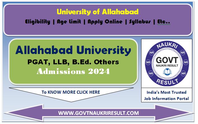  Allahabad University PGAT Admissions Online Form 2024  