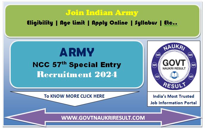  Army NCC Special Entry 57th Batch Online Form 2024  