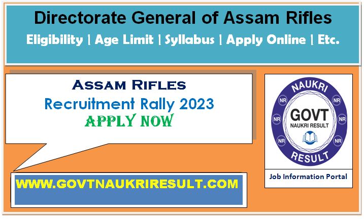  Assam Rifles Rally Recruitment 2024 Online Form  