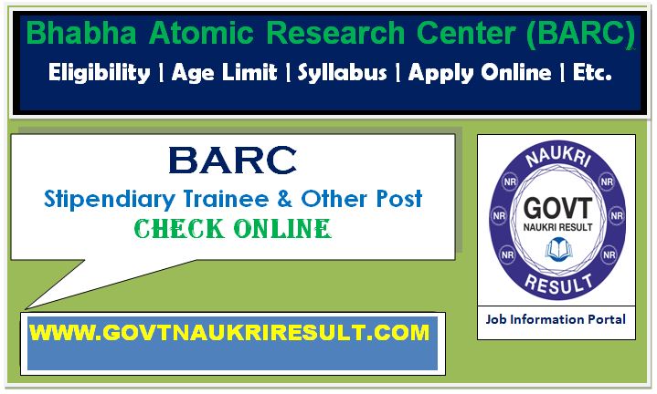  BARC Stipendiary Trainee and Other Post Admit Card 2023  