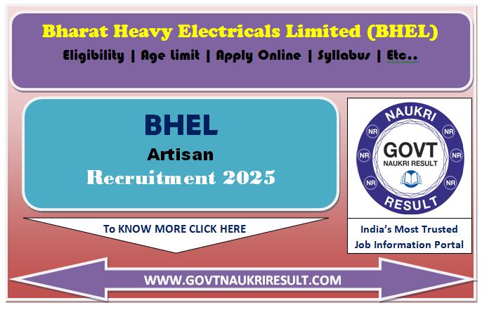  BHEL Artisan Online Form 2025 