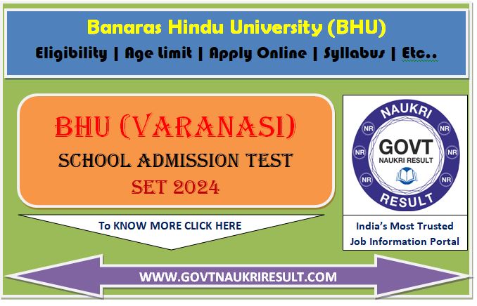  BHU School Entrance Test SET CHS 2024 Online Form 