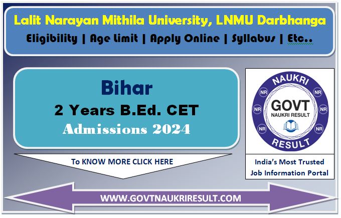  Bihar 2 Year BEd Entrance Exam Result 2024 
