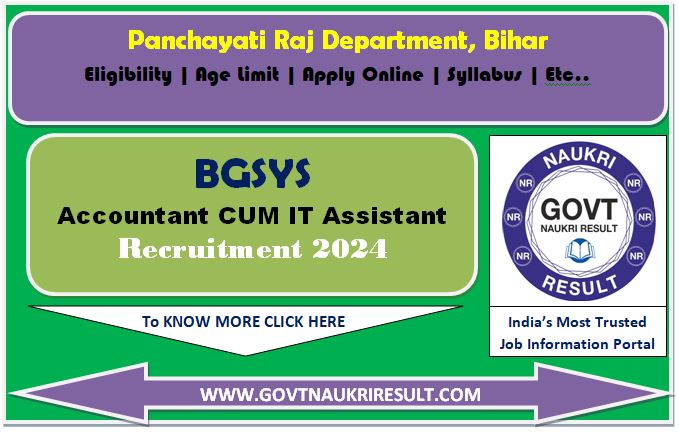  Bihar BGSYS Lekhpal Accountant Cum IT Assistant Exam Date / City 2024  