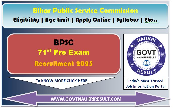  BPSC 71th Pre Online Form 2025 