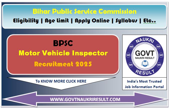  BPSC Motor Vehicle Inspector MVI Online Form 2025 