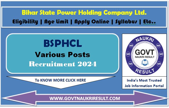  Bihar BSPHCL Various Post Online Form 2024  