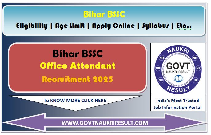  Bihar BSSC Office Attendant Online Form 2025 for 3727 Post 