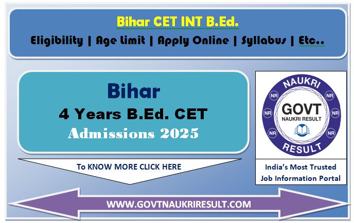  Bihar CET INT BEd Online Form 2025 