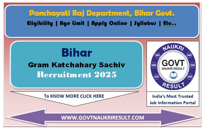  Bihar Panchayati Raj Gram Katchahary Sachiv Online Form 