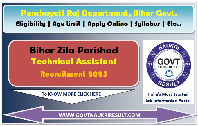 Bihar Panchayati Raj Technical Assistant Online Form 2025 