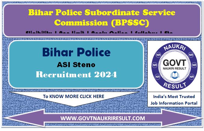  Bihar Police BPSSC ASI Steno Online Form 2024 for 305 Post 