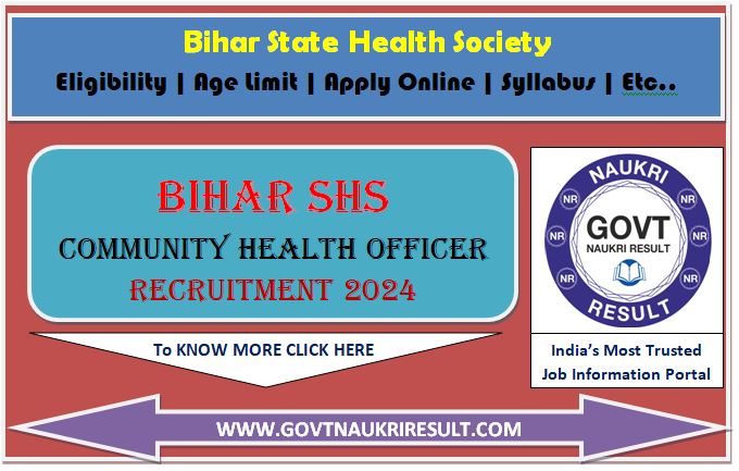  SHS Bihar CHO Online Form 2024  