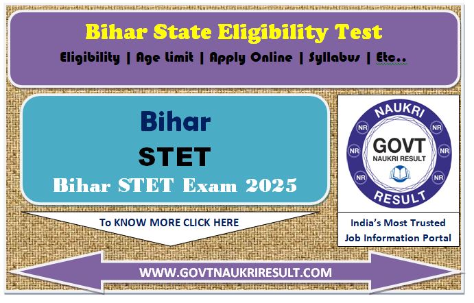  Bihar State Eligibility Test STET Online Form 2025 Extended 