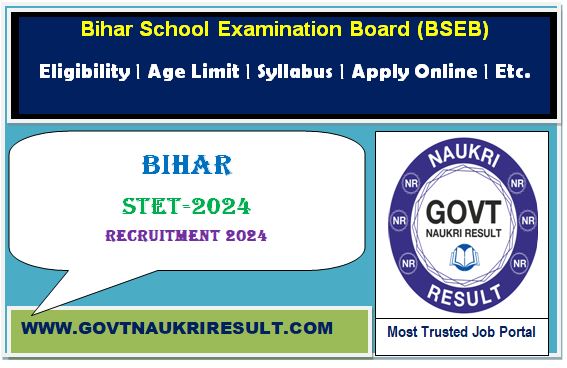  Bihar State Eligibility Test BSEB STET 2024 Online Form  