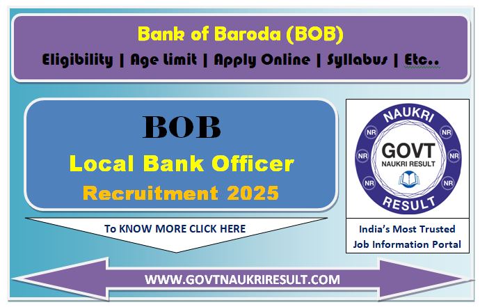 Bank of Baroda BOB LBO Online Form 2025 for 2500 Post 