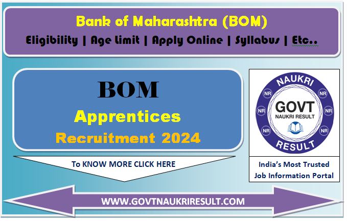  Bank of Maharashtra Apprentices Online Form 2024  