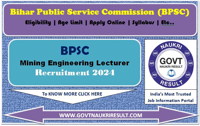  BPSC Lecturer Mining Engineering Online Form 2024 