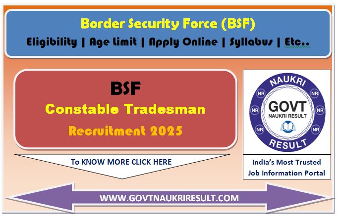  BSF Constable Tradesman Online Form 2025 for 3588 Post 