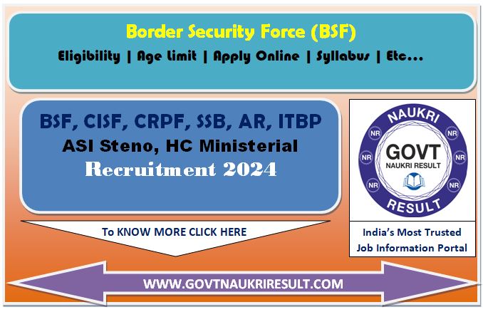  BSF HC Ministerial and ASI Steno Online Form 2024  