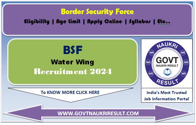  BSF Water Wing Various Post Online Form 2024 