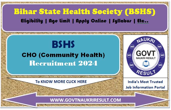  Bihar SHSB CHO Online Form 2024  