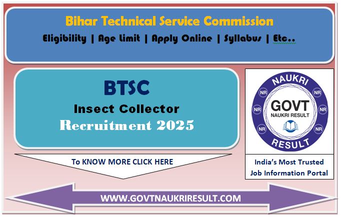  Bihar BTSC Insect Collector Online Form 2025 