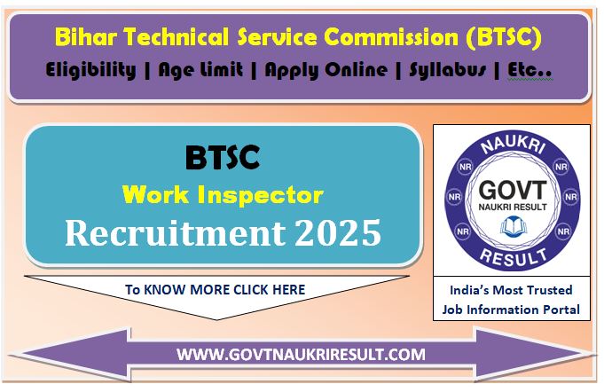  Bihar BTSC Work Inspector Online Form 2025 for 1114 Post 