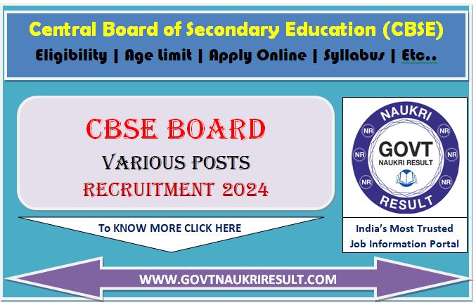  CBSE Board Various Post Online Form 2024 