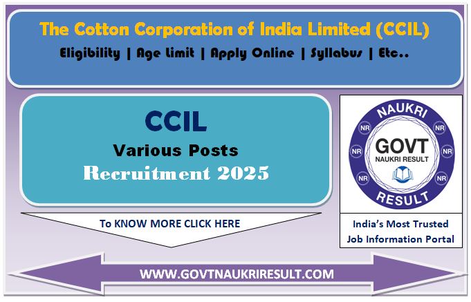  Cotton Corporation of India CCIL Various Post Online Form 2025 