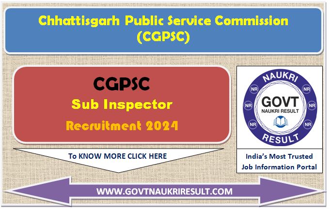  CGPSC Chhattisgarh Police Sub Inspector Online Form 2024 