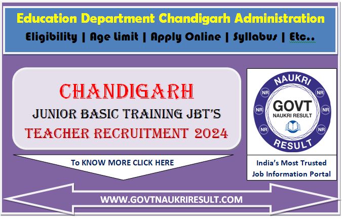  Chandigarh JBT Teacher Result 2024 