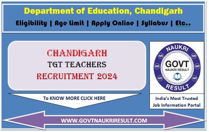  Chandigarh TGT Teacher Online Form 2024  