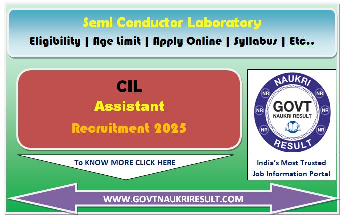  Semi Conductor Laboratory SCL Assistant Online Form 2025 