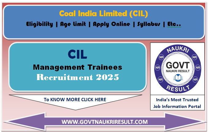  Coal India CIL Management Trainee Online Form 2025 