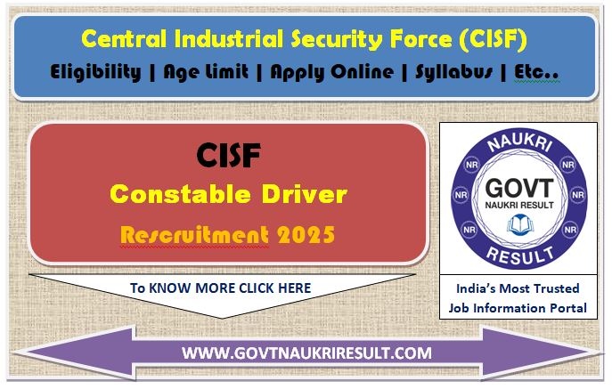  CISF Constable Driver Online Form 