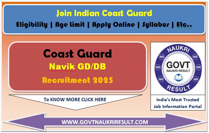  Coast Guard Navik GD, DB CGEPT 02/2025 Online Form 2025 