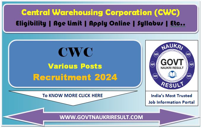  CWC Various Post Online Form 2024 