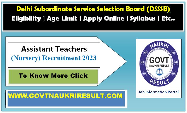  Delhi DSSSB Assistant Teacher Nursery Online Form 2024  