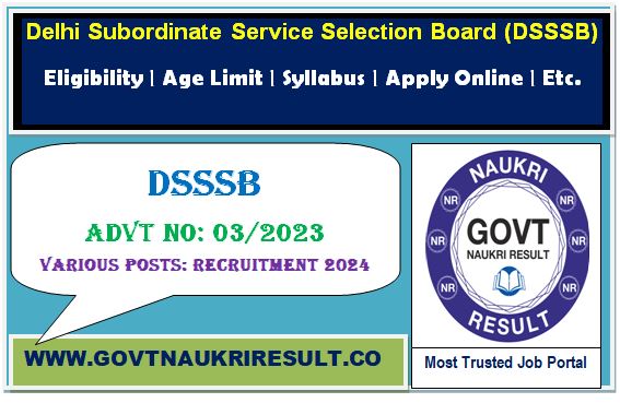  DSSSB Various Post Online Form 2023  