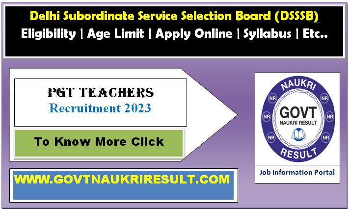  Delhi DSSSB PGT Teacher Online Form 2024  